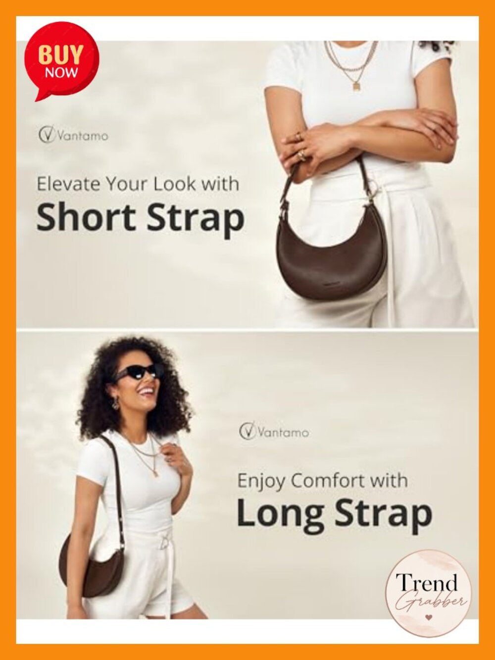Half Moon Clutch Crossbody Bag PU Leather RFID Anti-Theft Clip - Picture 2 of 6